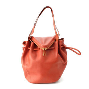 Bottega Veneta Beak Leather Drawstring Bag Handbag Orange